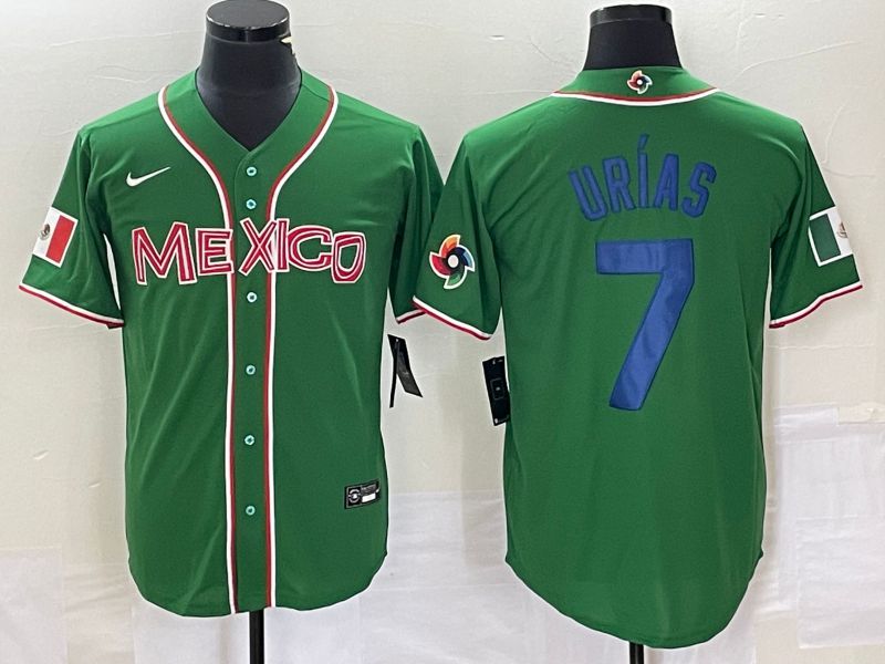 Men 2023 World Cub Mexico #7 Urias Green blue Nike MLB Jersey1